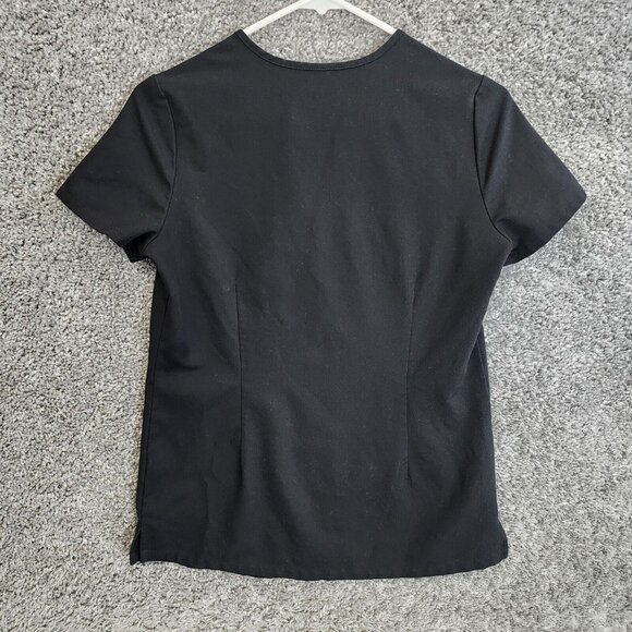 FIGS Scrubs Top Womens XXS Black Technical Stretch Short Sleeve V-Neck Pocket - Picture 4 of 9